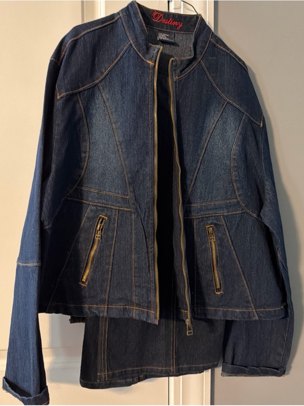 Dark Blue Denim Zip-Front Jacket and pants